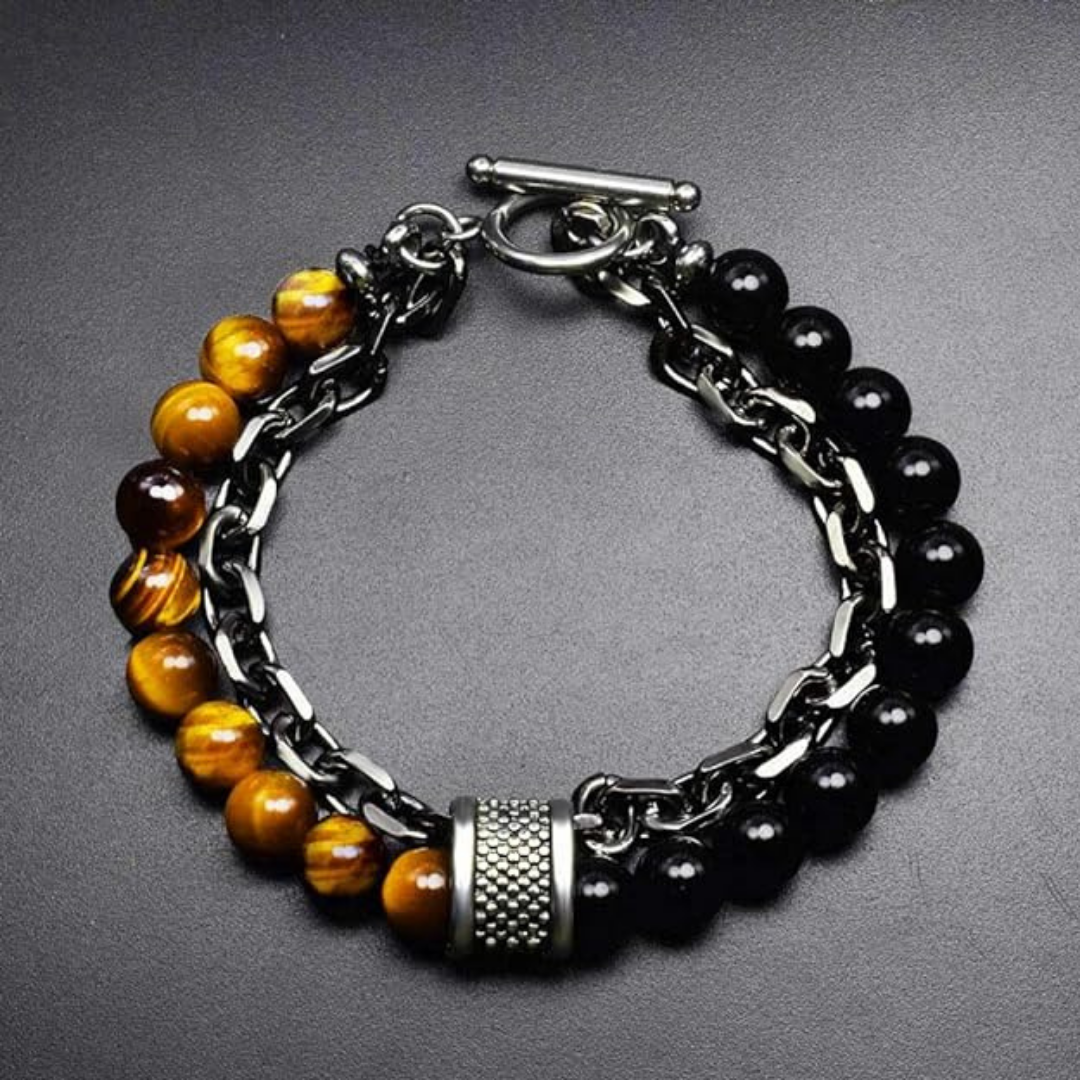 Lava Stone Tiger Eye Bracelet For Men By Pyjamawala