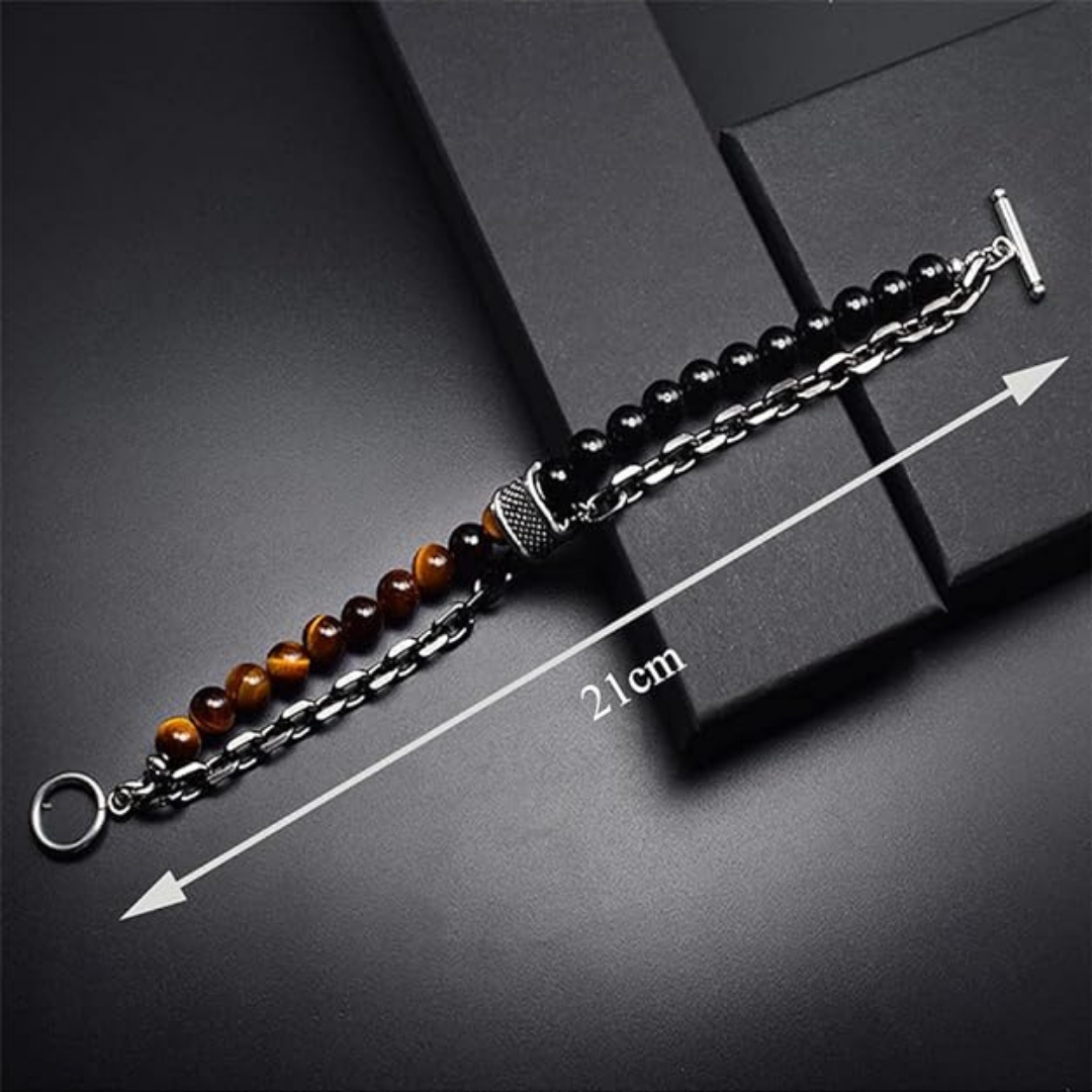 Lava Stone Tiger Eye Bracelet For Men By Pyjamawala