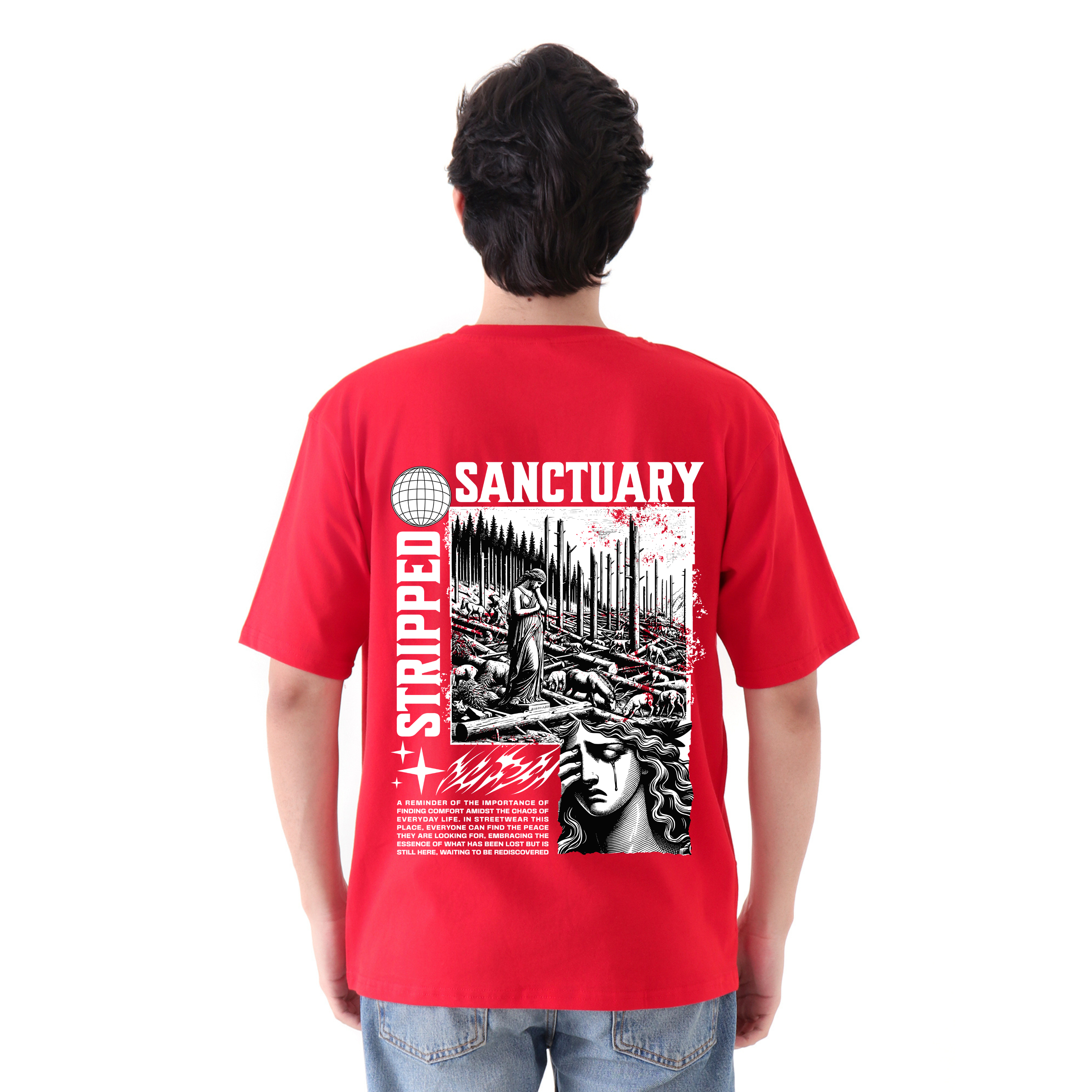 Stripped Sanctuary - Red - Oversized Tshirt