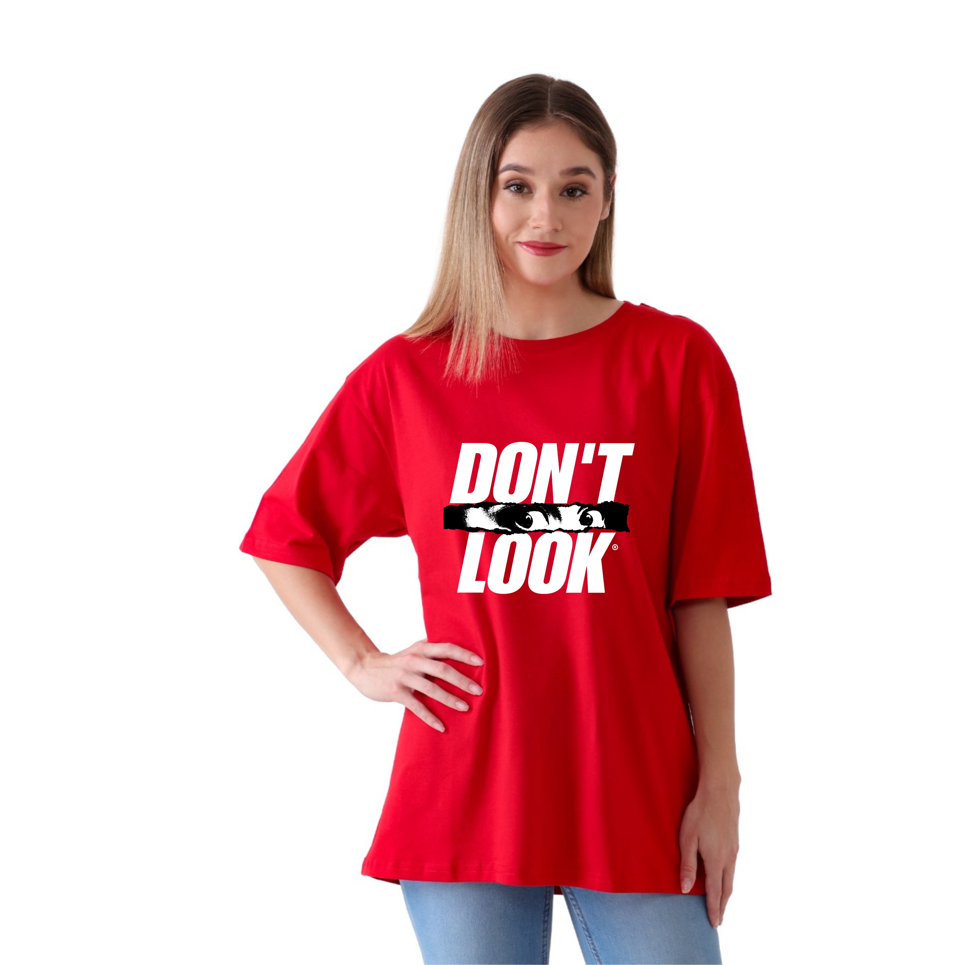 Don't Look - Red - Oversized Tshirt