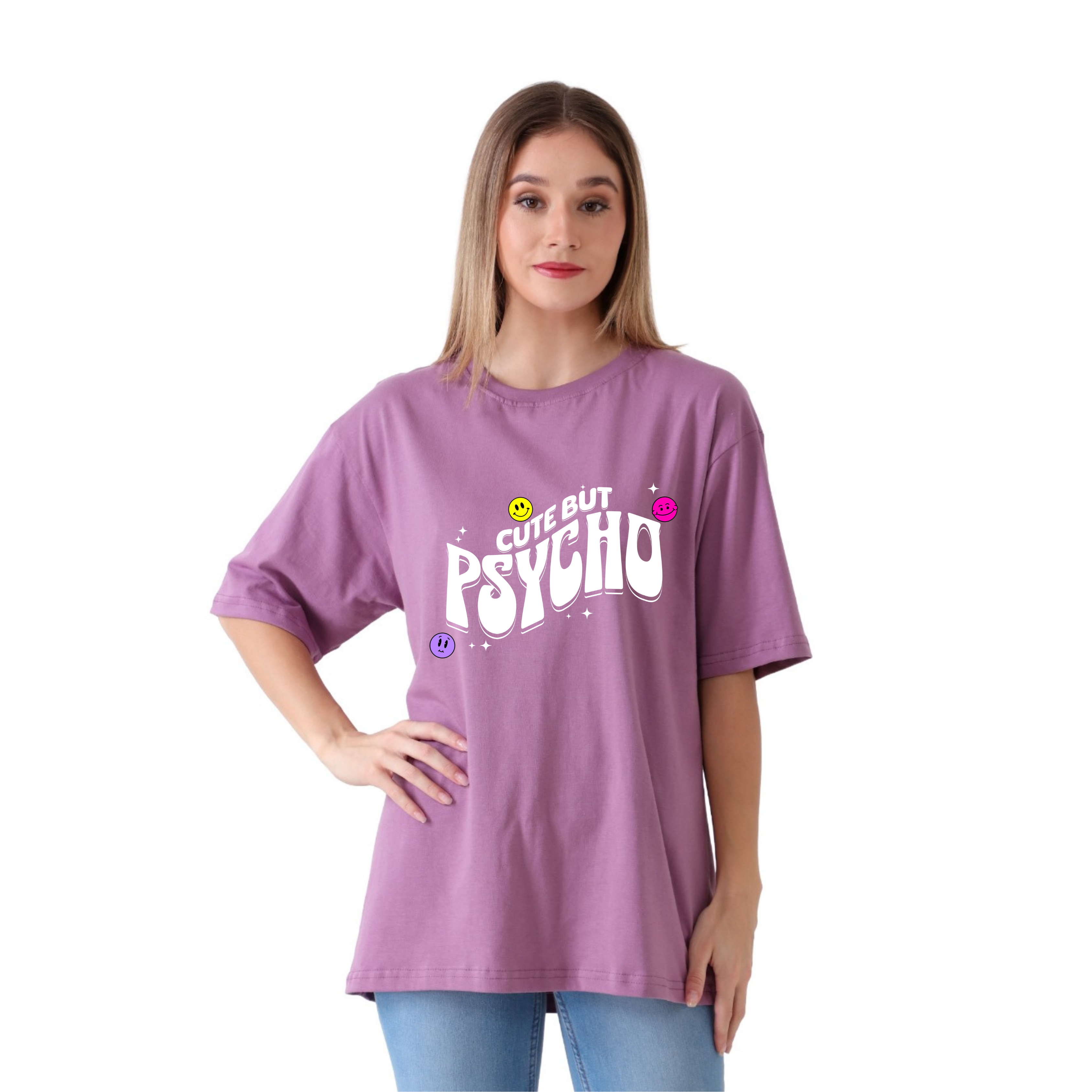Cute But Psycho - Lavender - Oversized Tshirt