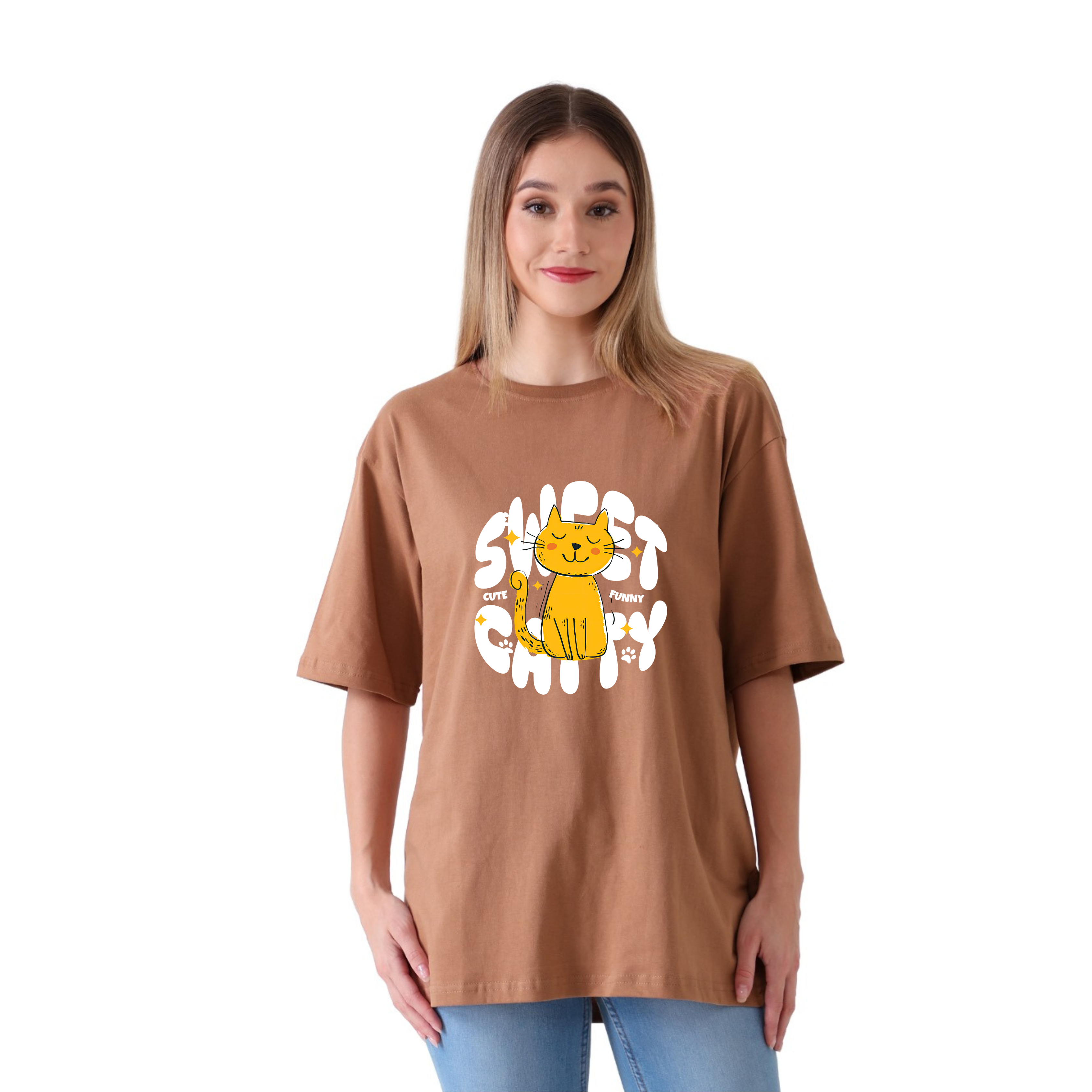 Sweet Kitty - Brown - Oversized Tshirt