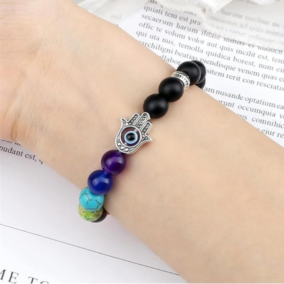 7 Chakra Evil Eye Beaded Bracelet For Men By Pyjamawala