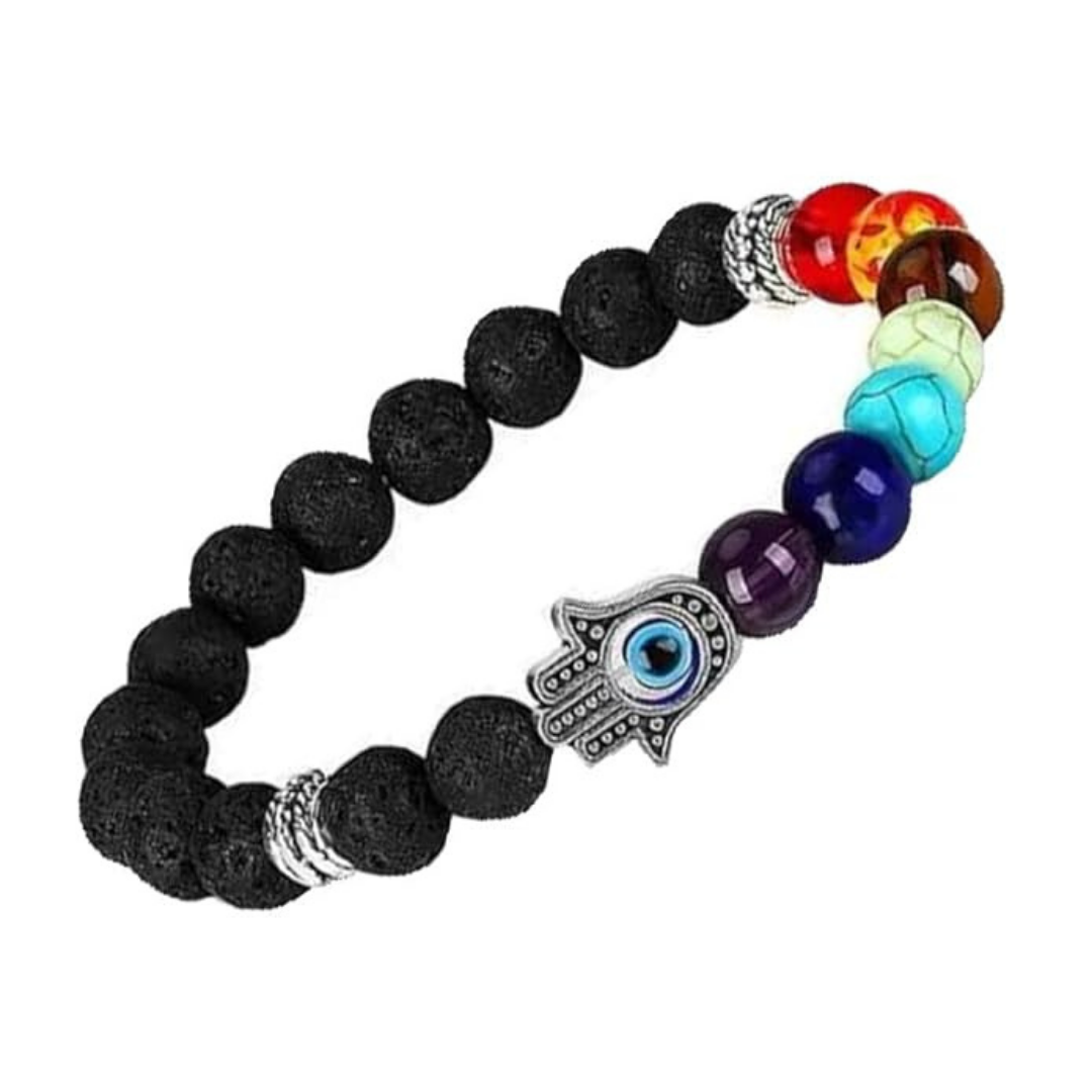 7 Chakra Evil Eye Beaded Bracelet For Men By Pyjamawala