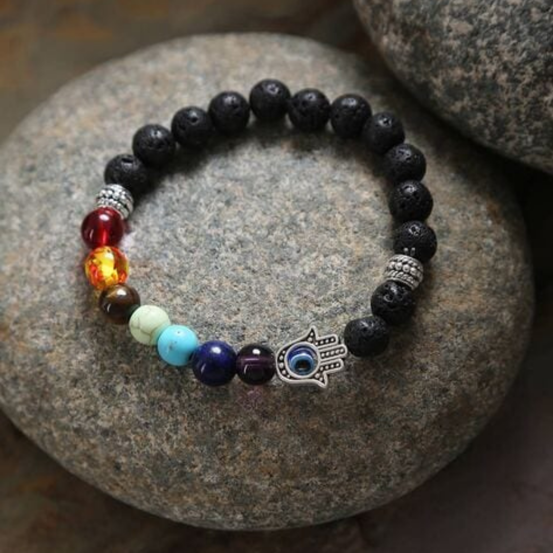 7 Chakra Evil Eye Beaded Bracelet For Men By Pyjamawala