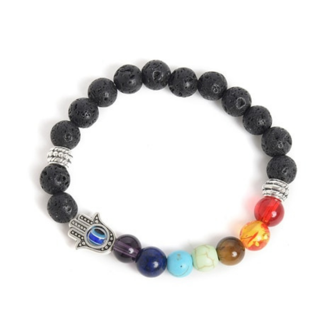 7 Chakra Evil Eye Beaded Bracelet For Men By Pyjamawala