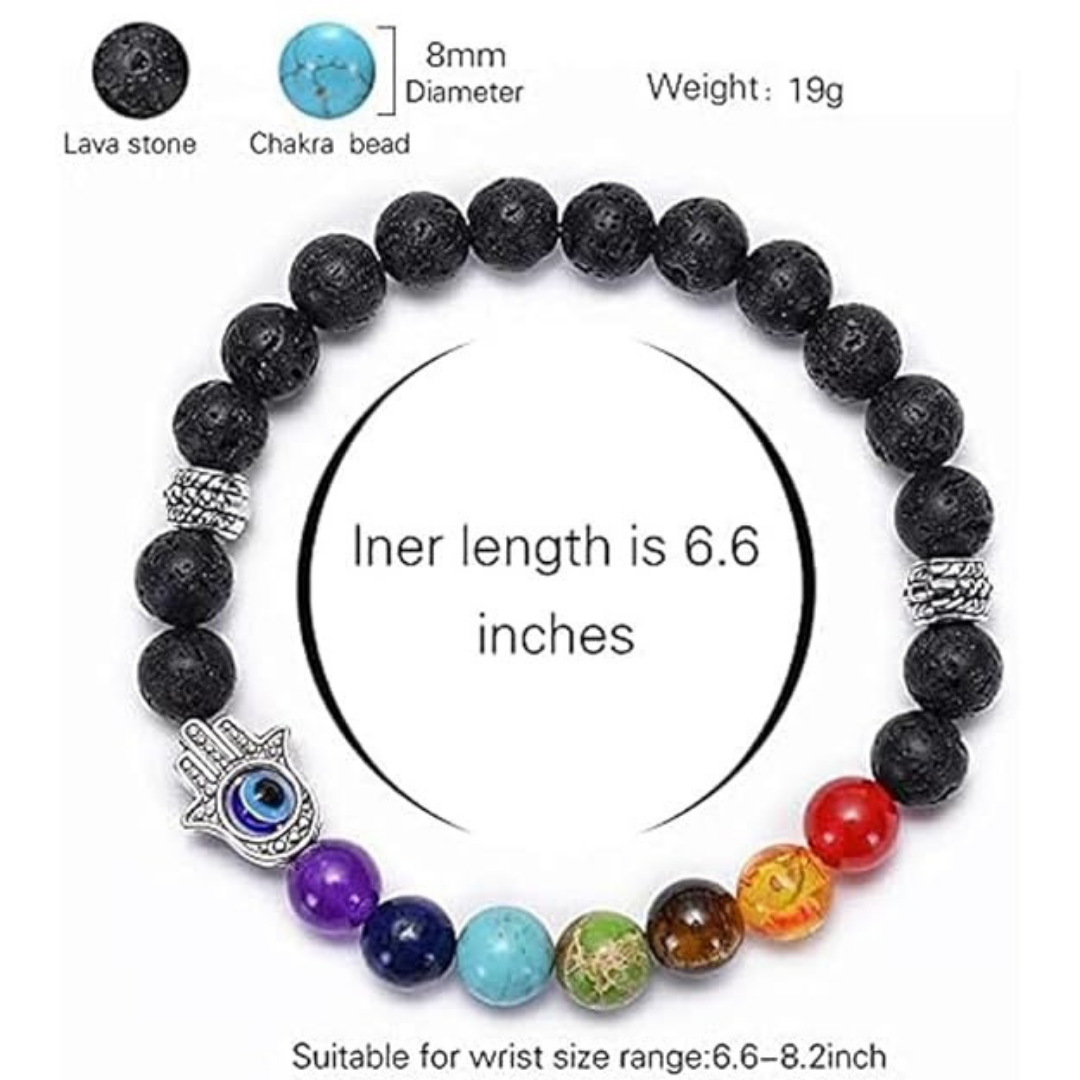 7 Chakra Evil Eye Beaded Bracelet For Men By Pyjamawala