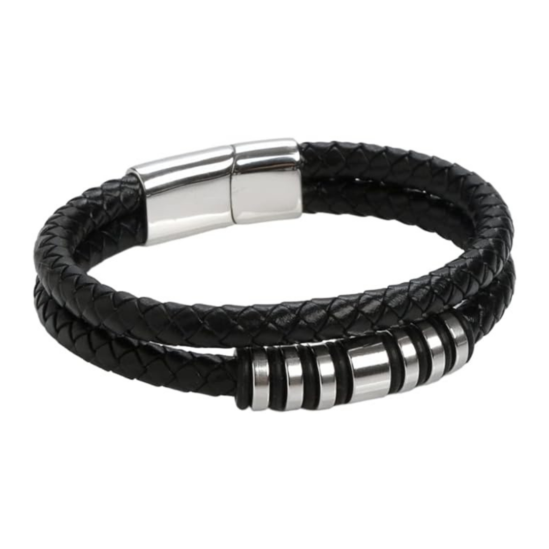 Leather Bracelet with Metal Accent For Men By Pyjamawala