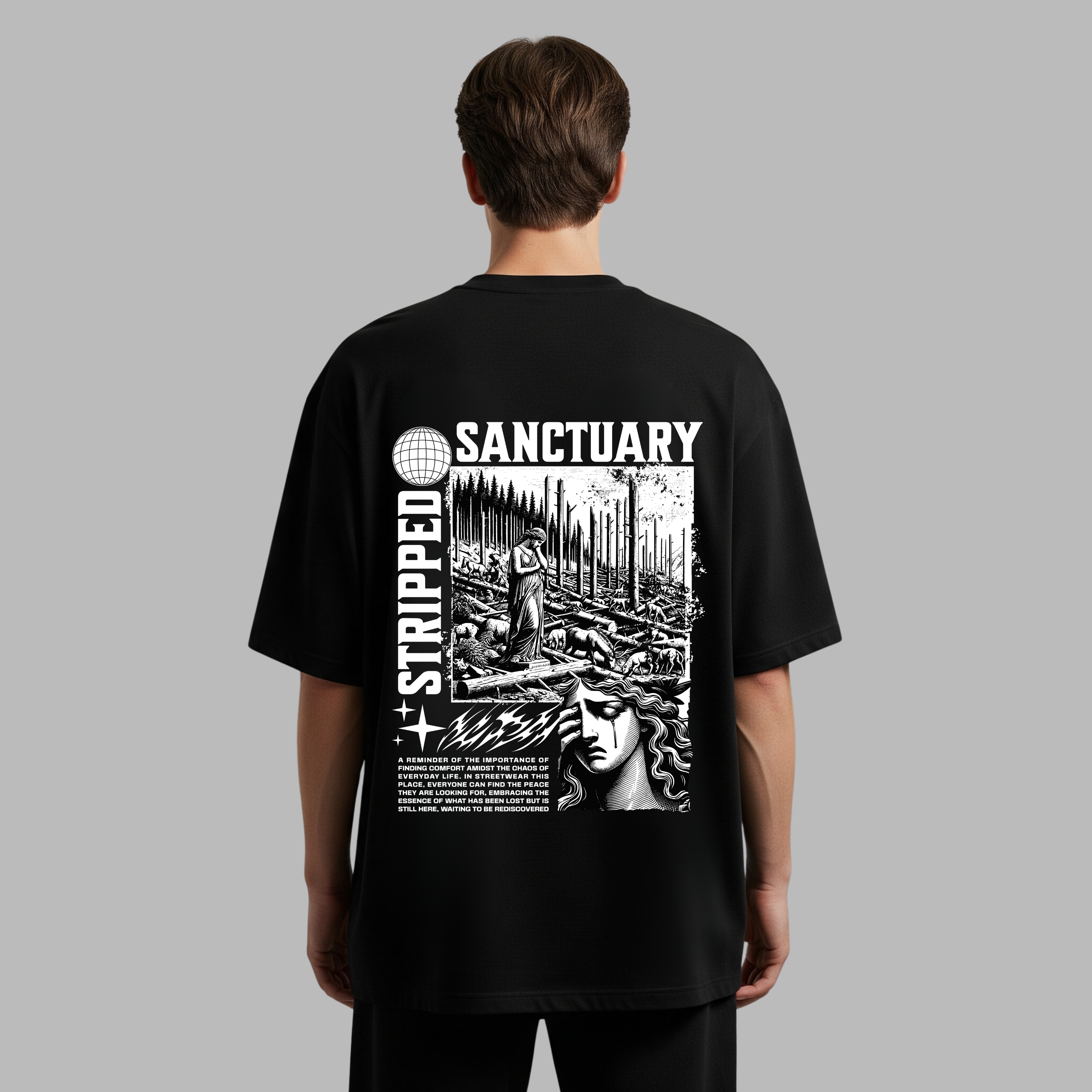 Stripped Sanctuary - Black - Oversized Tshirt