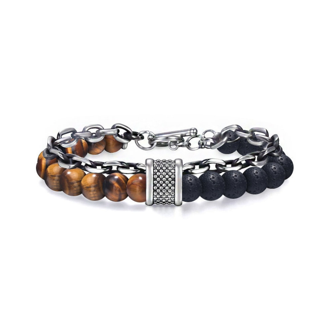 Lava Stone Tiger Eye Bracelet For Men By Pyjamawala