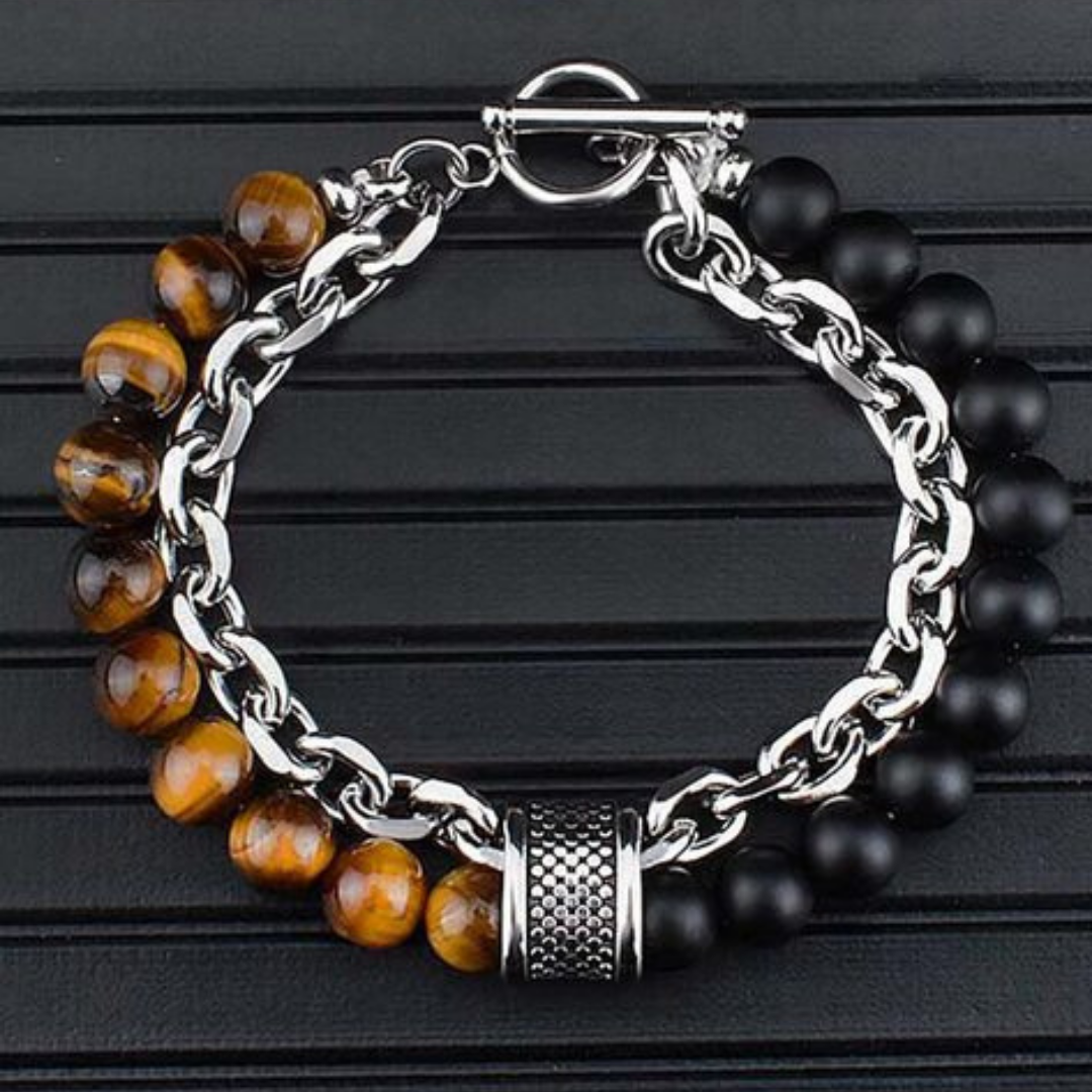 Lava Stone Tiger Eye Bracelet For Men By Pyjamawala