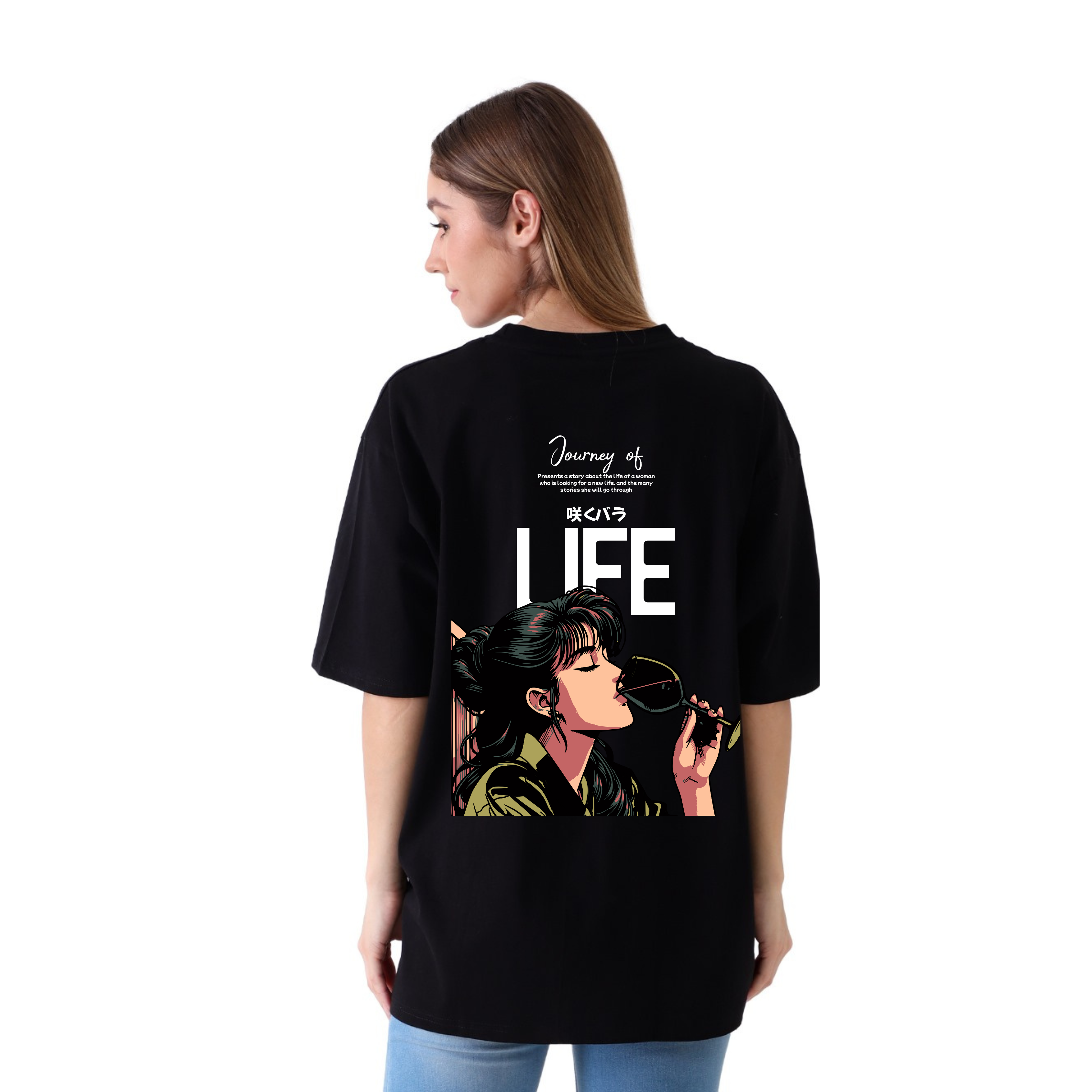 Journey of Life - Black - Oversized Tshirt