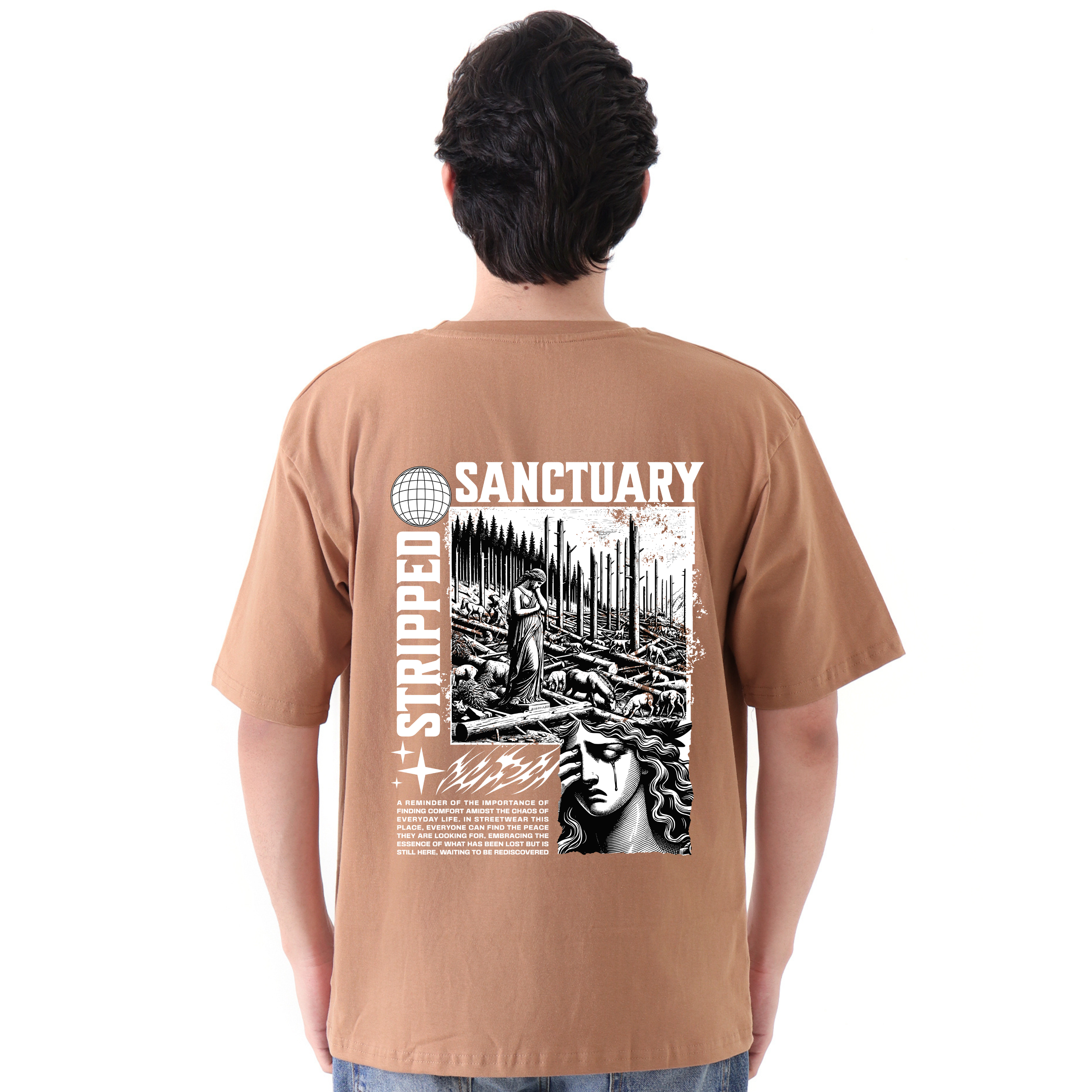 Stripped Sanctuary - Brown - Oversized Tshirt