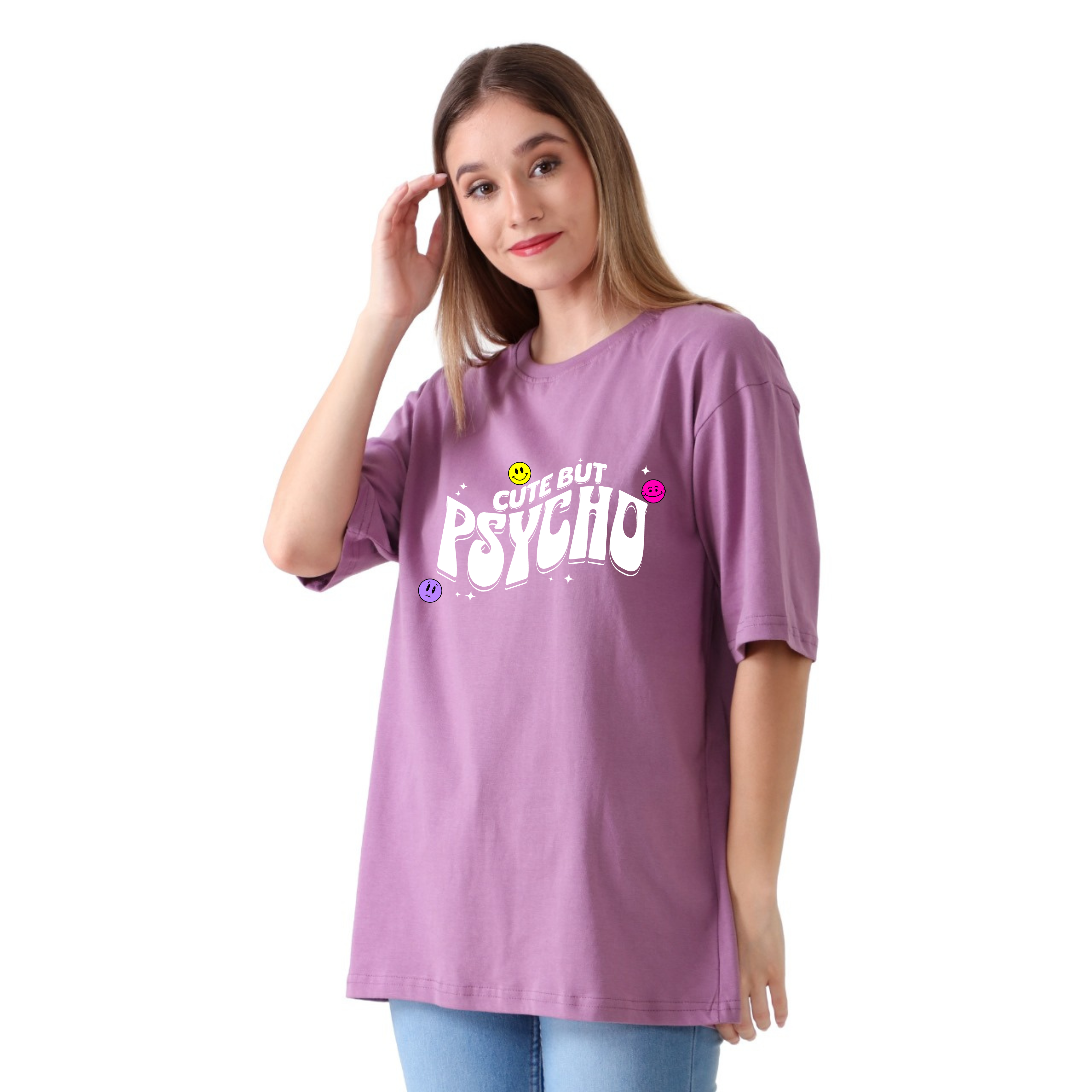 Cute But Psycho - Lavender - Oversized Tshirt