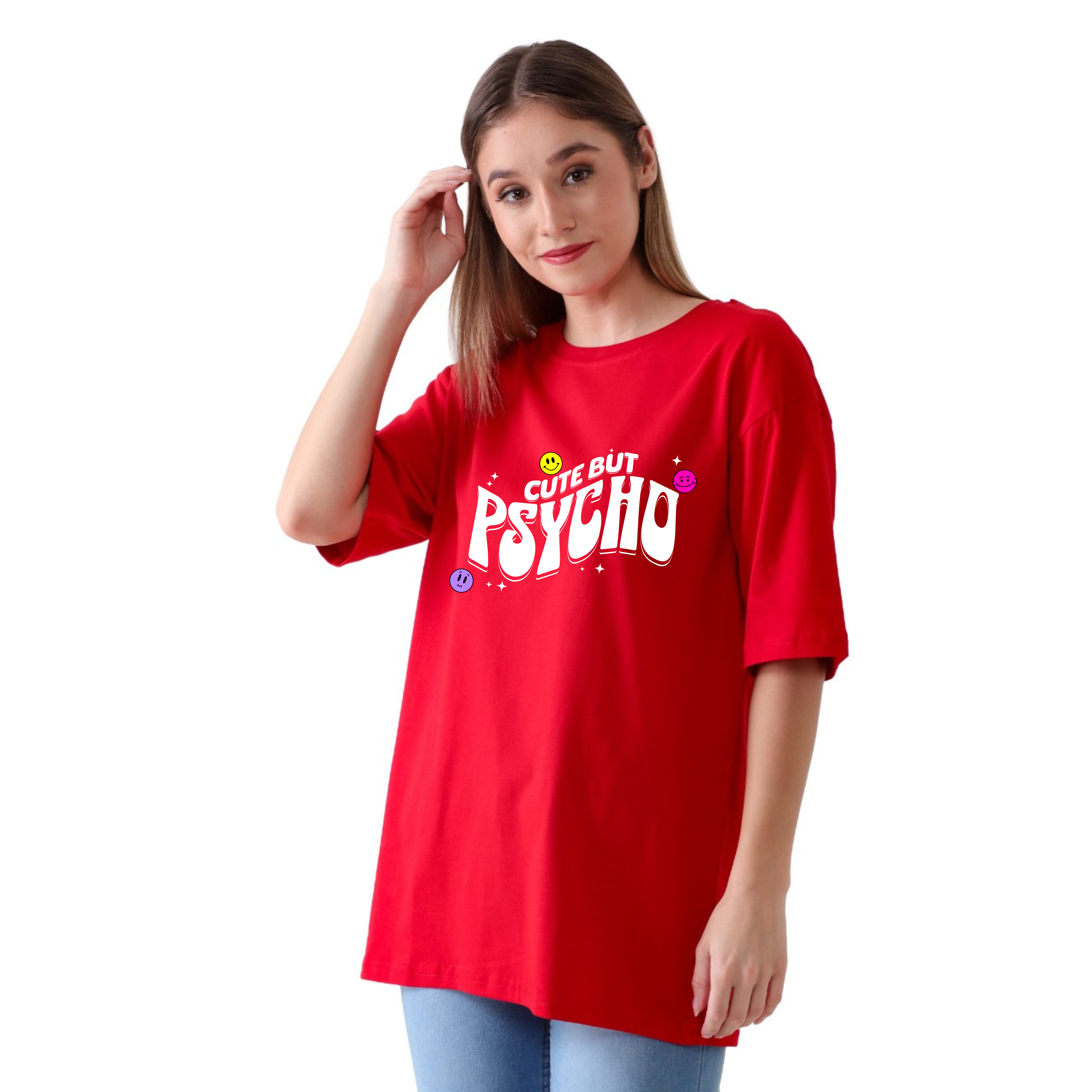 Cute But Psycho - Red - Oversized Tshirt