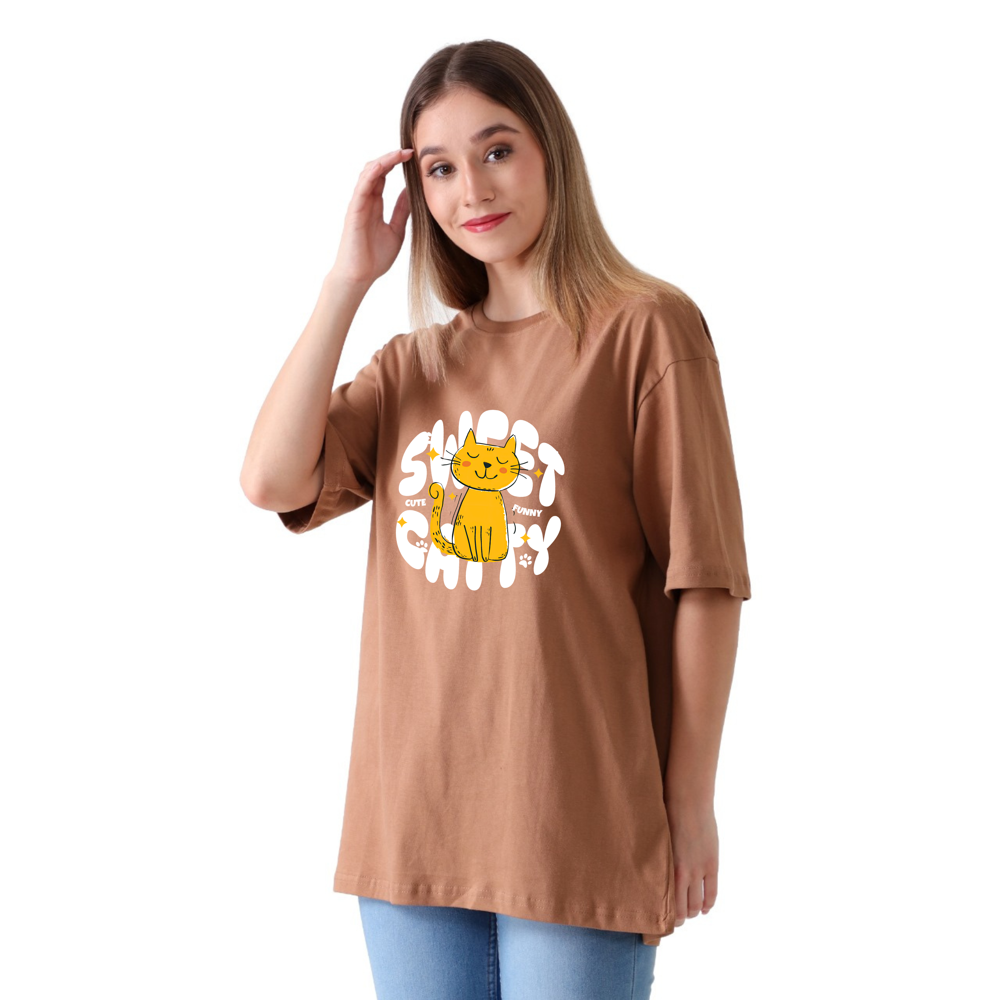 Sweet Kitty - Brown - Oversized Tshirt