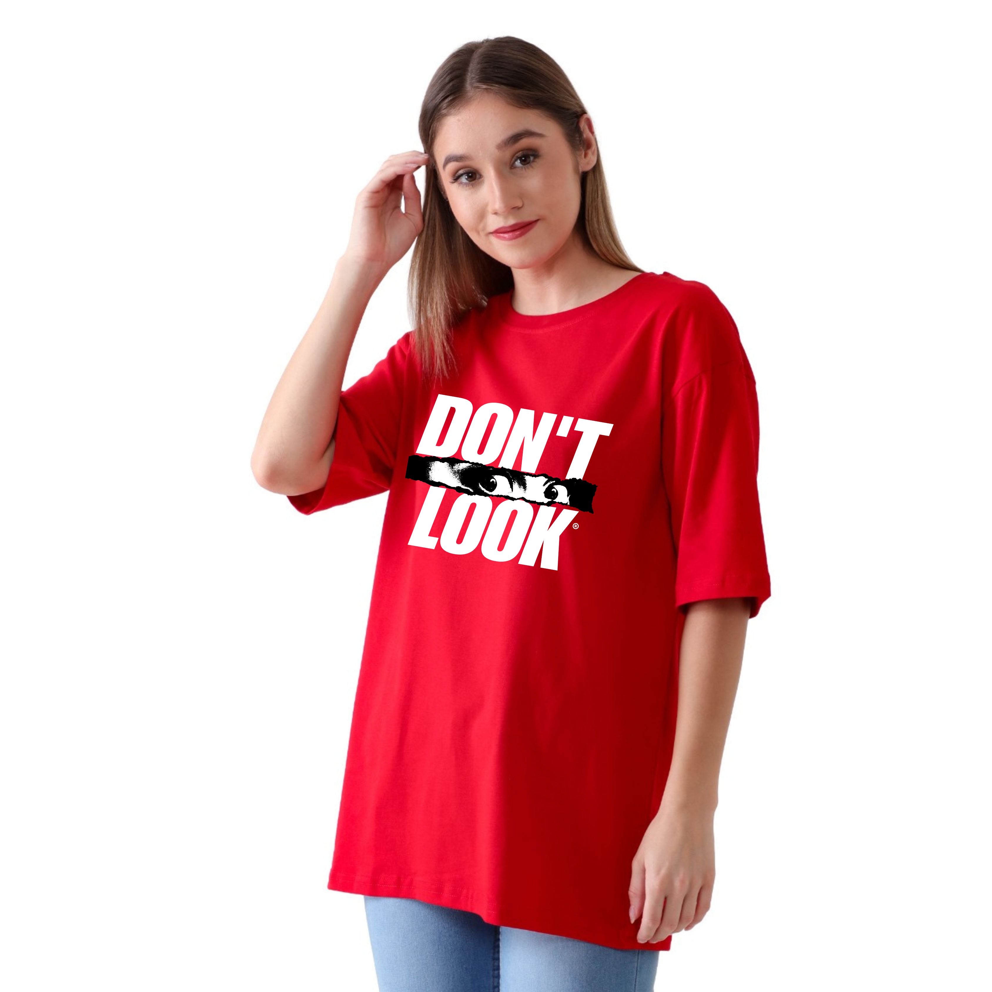 Don't Look - Red - Oversized Tshirt