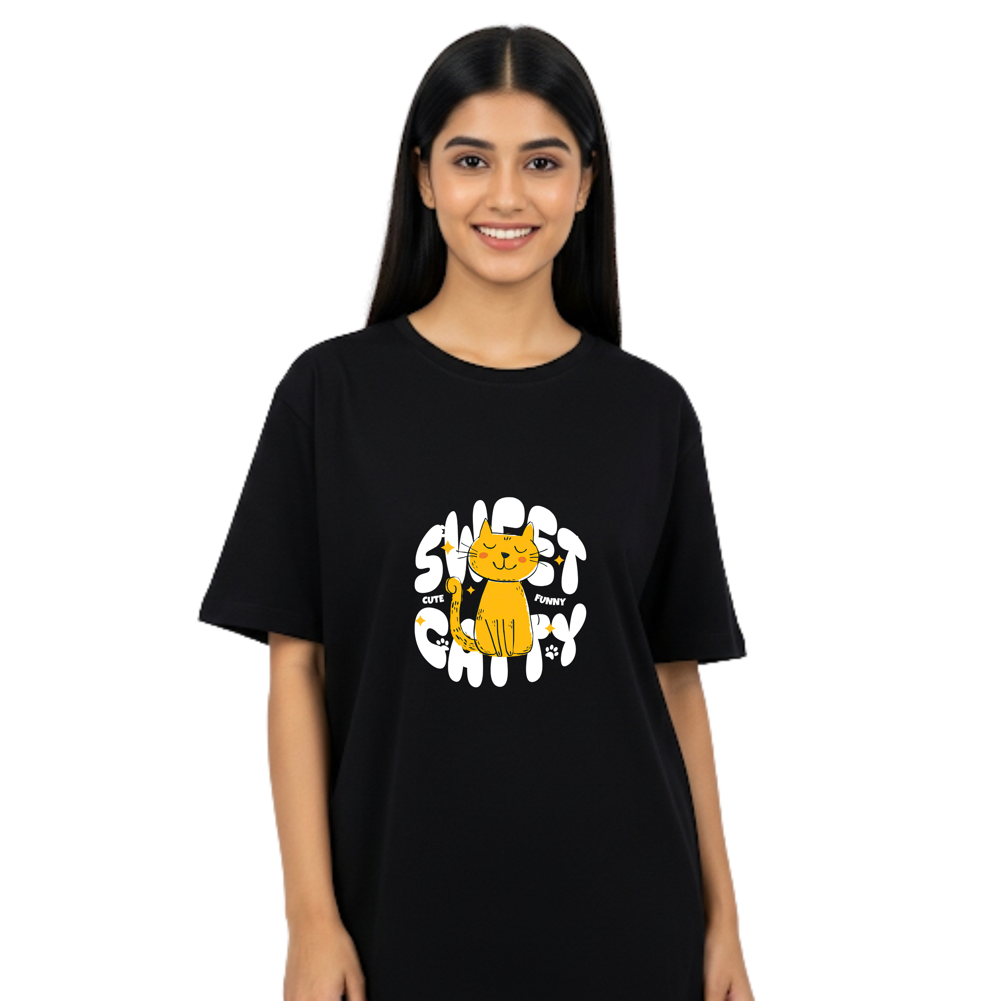 Sweet Kitty - Black - Oversized Tshirt