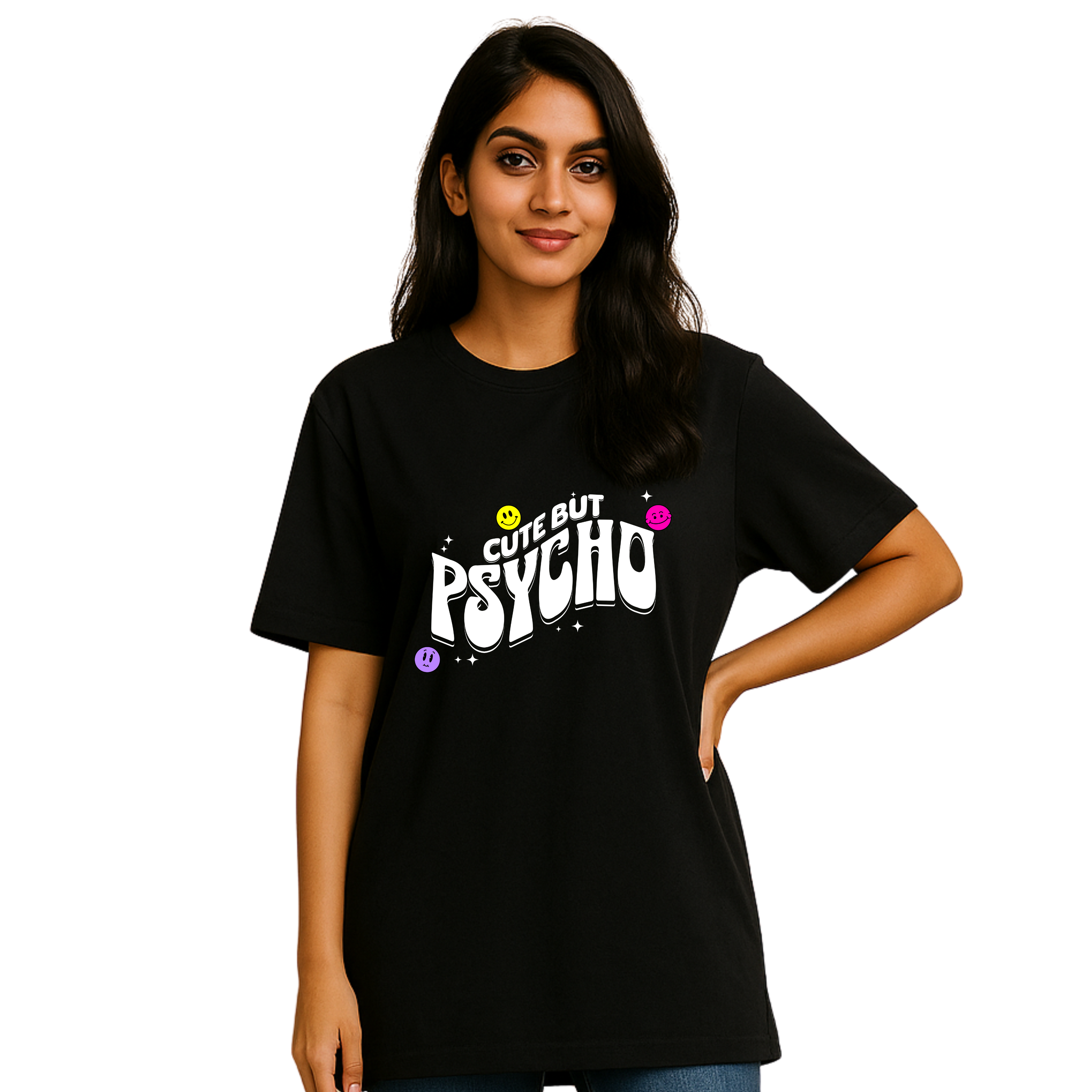 Cute But Psycho - Black - Oversized Tshirt